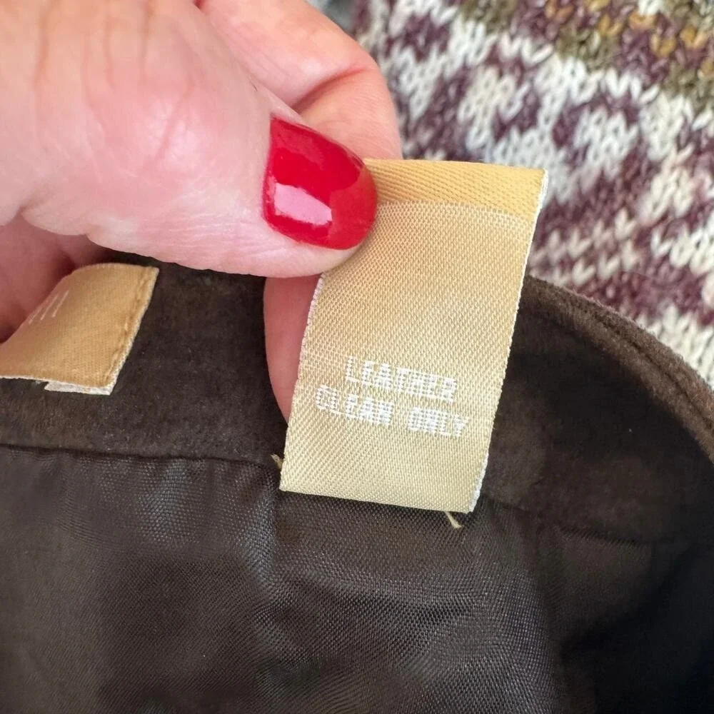Vintage Kate Hill‎ Suede Skirt 8P Petite 100% Leather Classic Brown Timeless